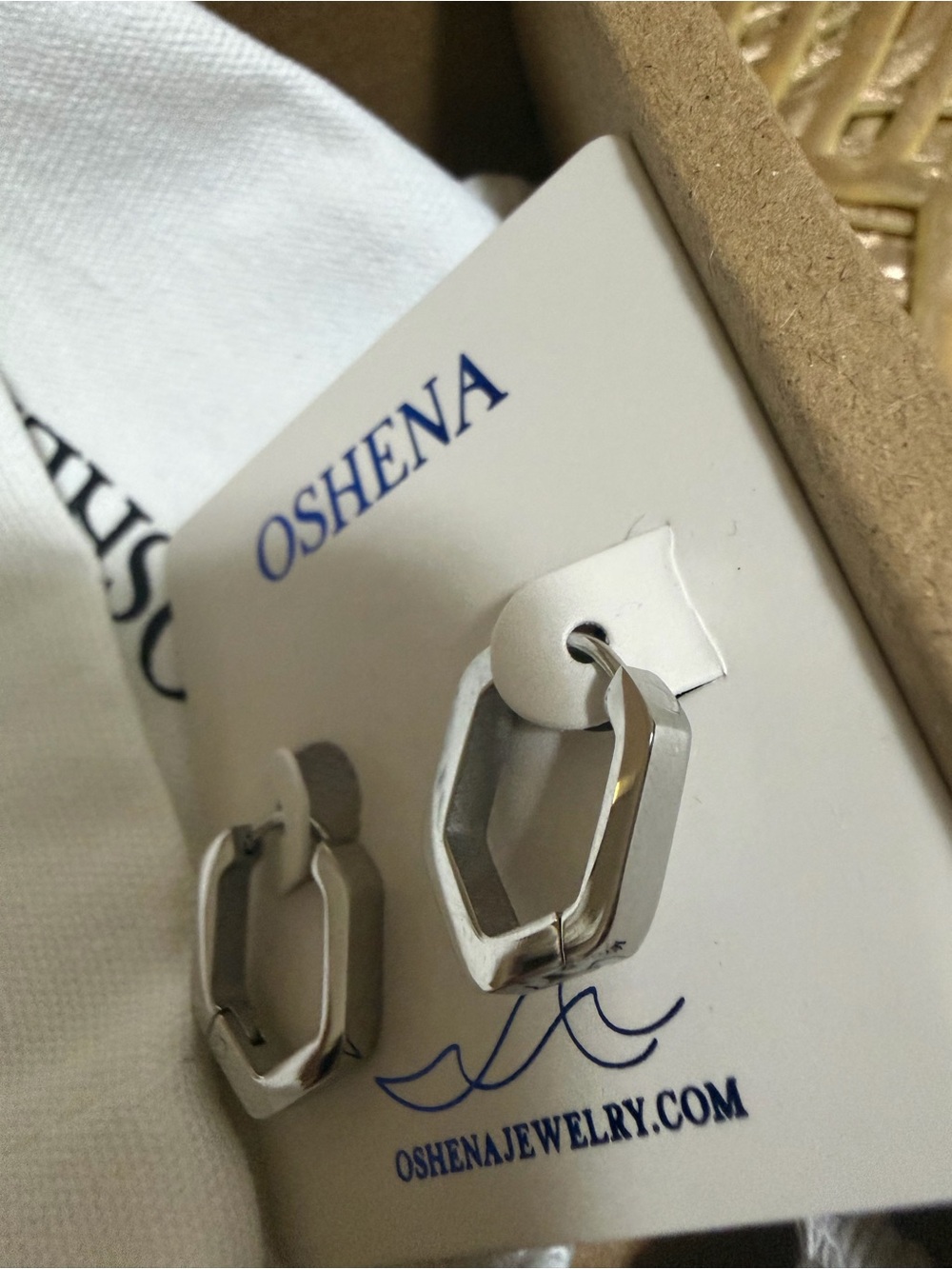 Oshena Silver Geometric Hoop Earrings